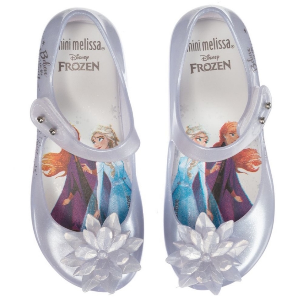 Mini Melissa Ultragirl Frozen Flat, Pearl White